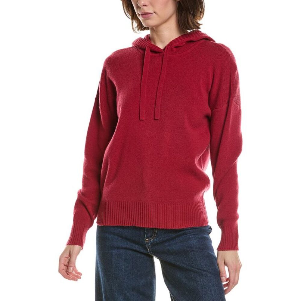 Brodie Cashmere Womens  Ribbed Wool & Cashmere-Blend Hoodie, Red